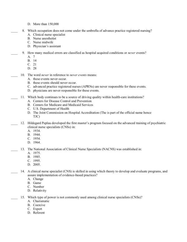 Advanced Practice Nursing of Adults in Acute Care Test Bank - Image 3