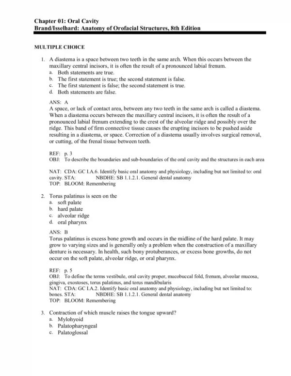 Brand Anatomy of Orofacial Structures 8th Edition Test Bank - Image 2